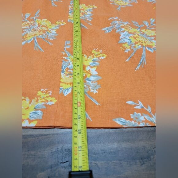Adolfo Studio Vintage Linen Blend Maxi Dress Floral Print Orange Plus Size 22WP - Picture 9 of 10